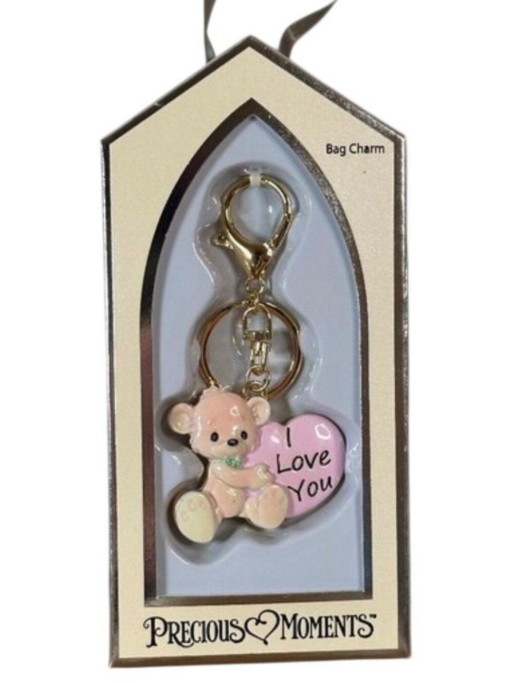 💛▪️ Precious Moments ▪️gold Bear Holding Heart I Love You Bag Charm Key Chain